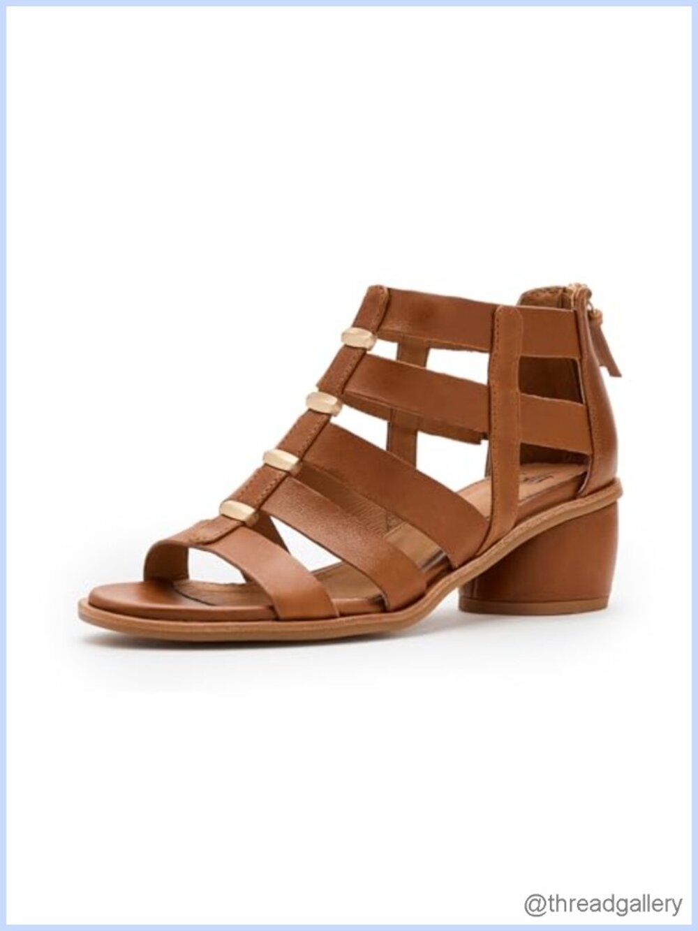 Sofft Coco Leather Gladiator Heeled Sandals Stacked Block Heel Ankle Strap
